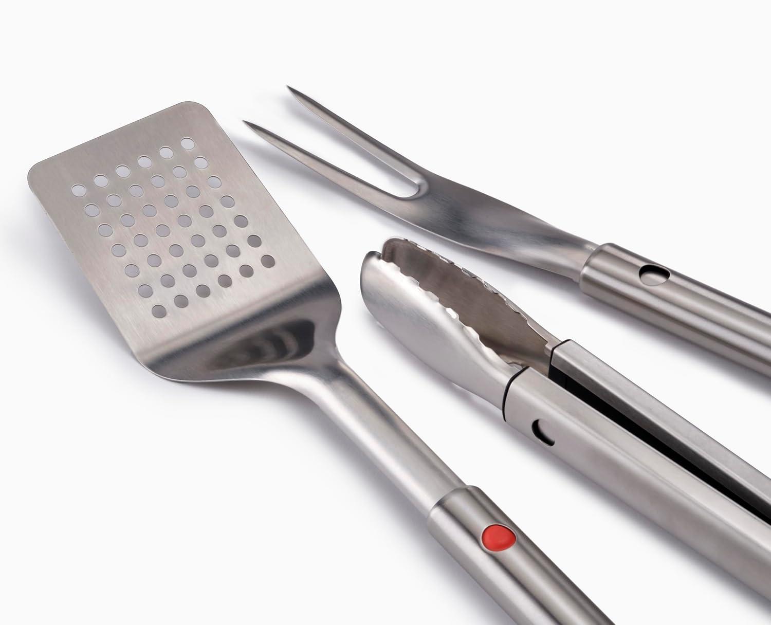image:imageJoseph Joseph GrillOut 5Piece Stainless Steel BBQ Utensil Set with Storage Case Brush Tongs Turner amp Fork Retractable for compact storage Easyclean3 piece