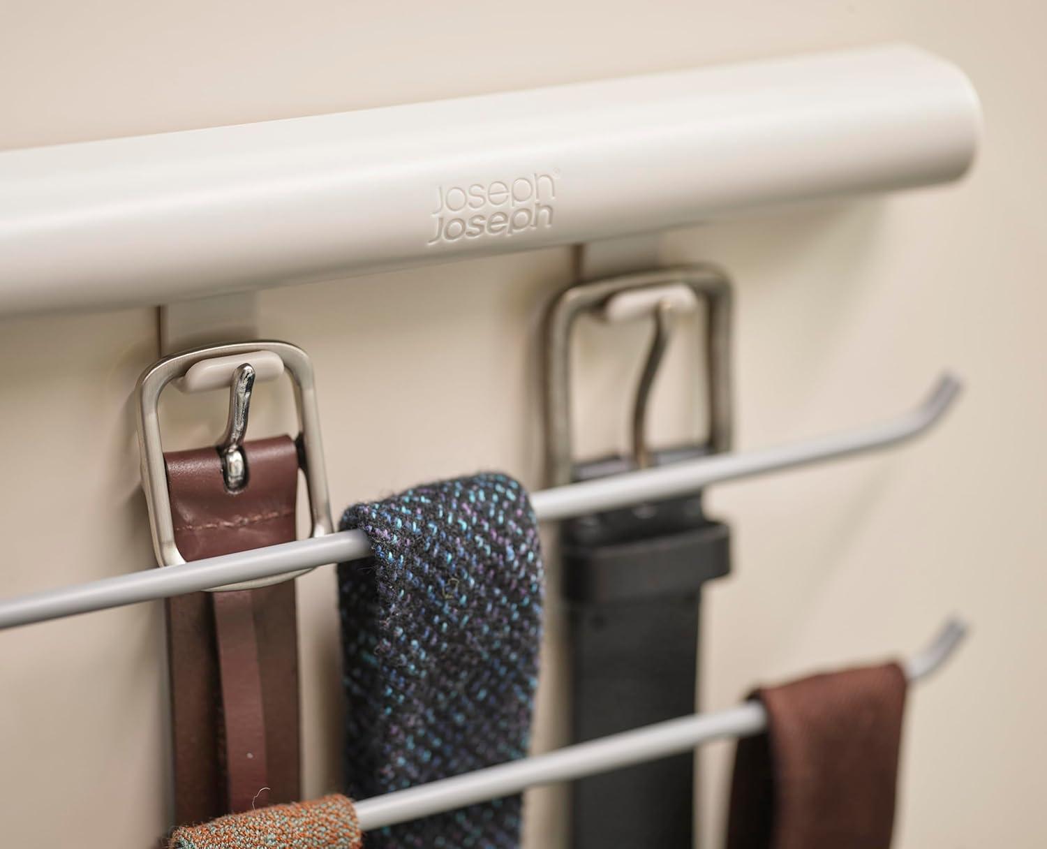 image:imageJoseph Joseph Orderly Belt Tie amp Scarf Hanging Rail Closet Wardrobe Accessory Organizer 4 Rails Rack Storage 2 Belt HooksBelt Tie Scarf Rail