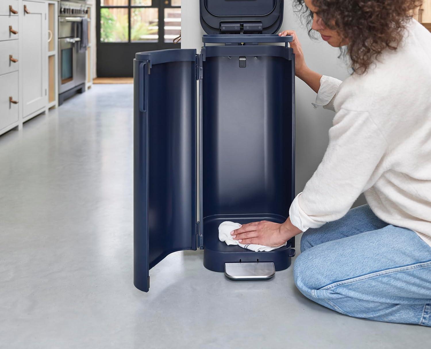 image:imageJoseph Joseph Porta 40L105 Gallon Convenient Pedal Bin Trash Can Midnight Blue