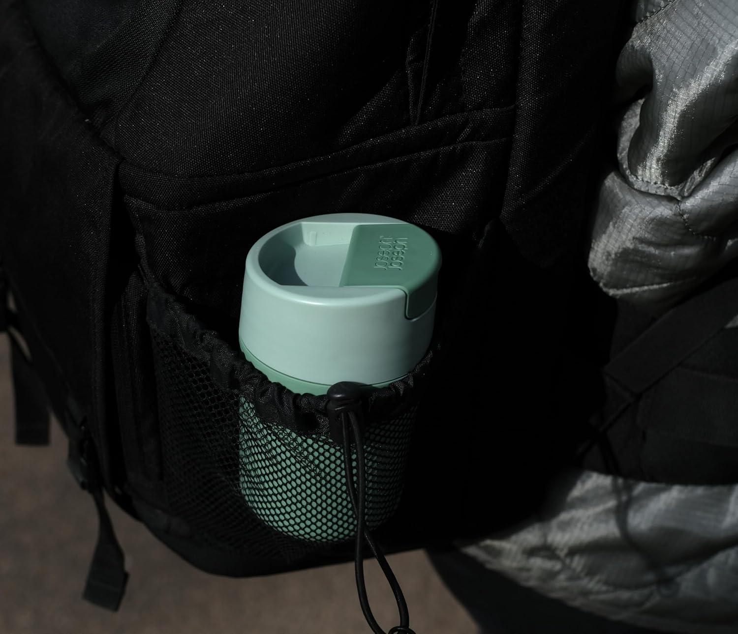 image:imageJoseph Joseph Sipp Travel Coffee Mug with Fliptop Cap 340 ml 12 fl oz CoralGreen