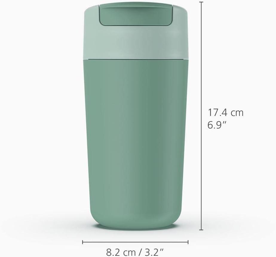 image:imageJoseph Joseph Sipp Travel Coffee Mug with Fliptop Cap 340 ml 12 fl oz CoralGreen