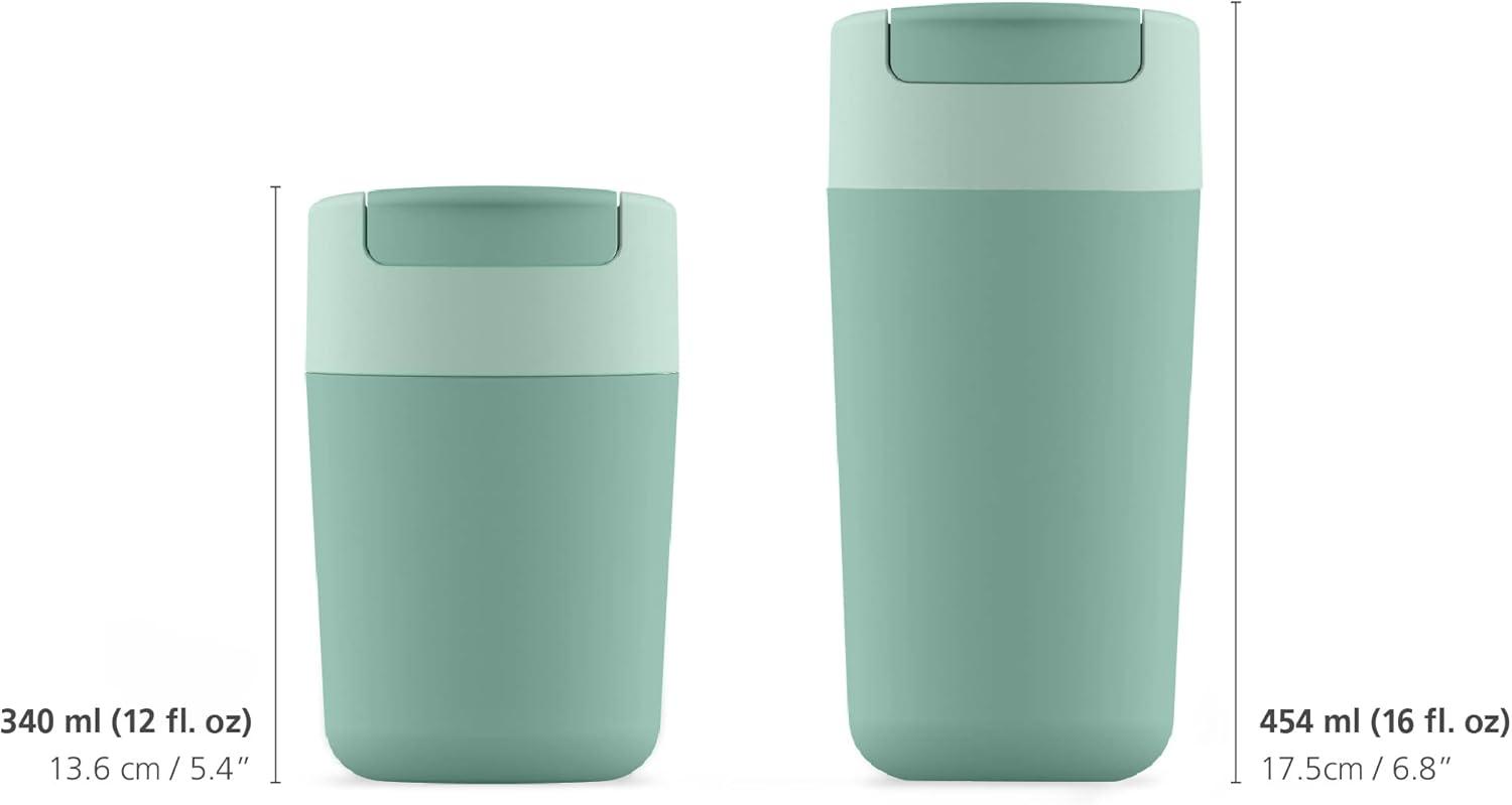 image:imageJoseph Joseph Sipp Travel Coffee Mug with Fliptop Cap 340 ml 12 fl oz CoralGreen