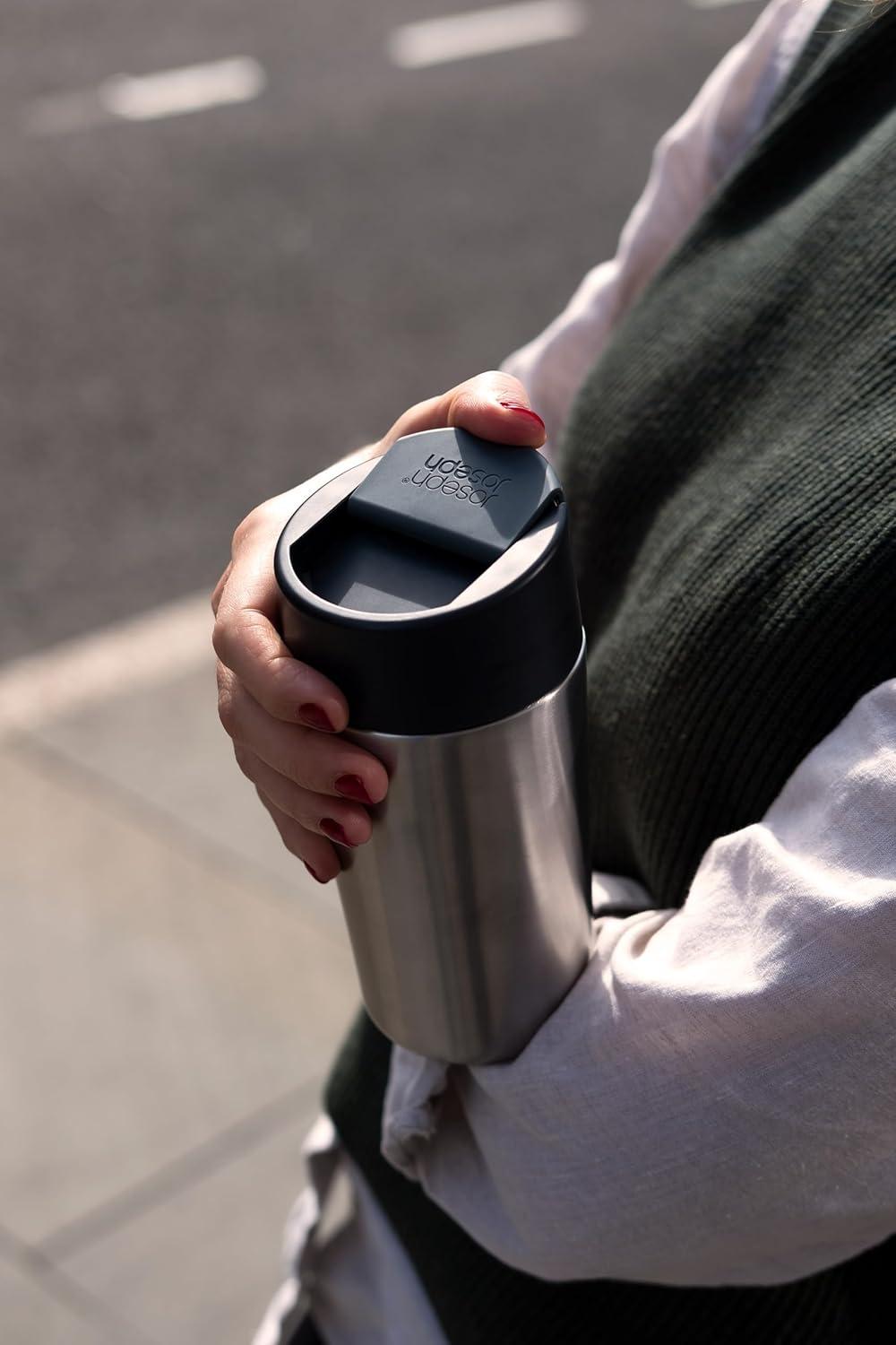 image:imageJoseph Joseph Sipp Travel Coffee Mug with Fliptop Cap 340 ml 12 fl oz CoralStainless Steel