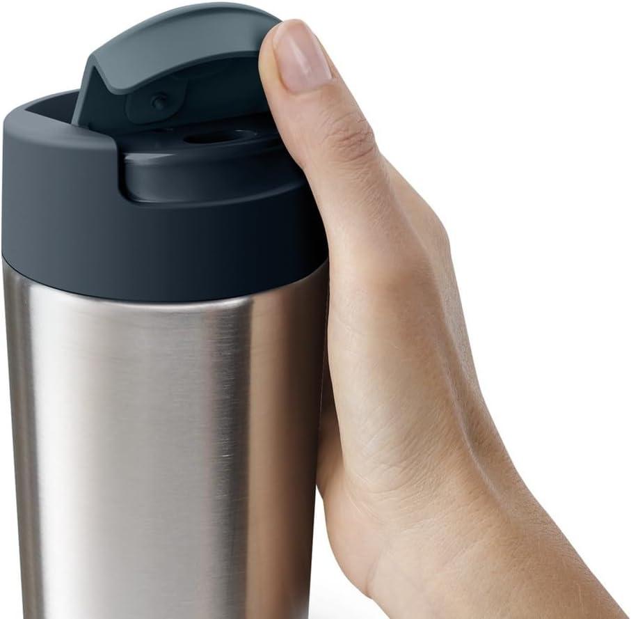image:imageJoseph Joseph Sipp Travel Coffee Mug with Fliptop Cap 340 ml 12 fl oz CoralStainless Steel