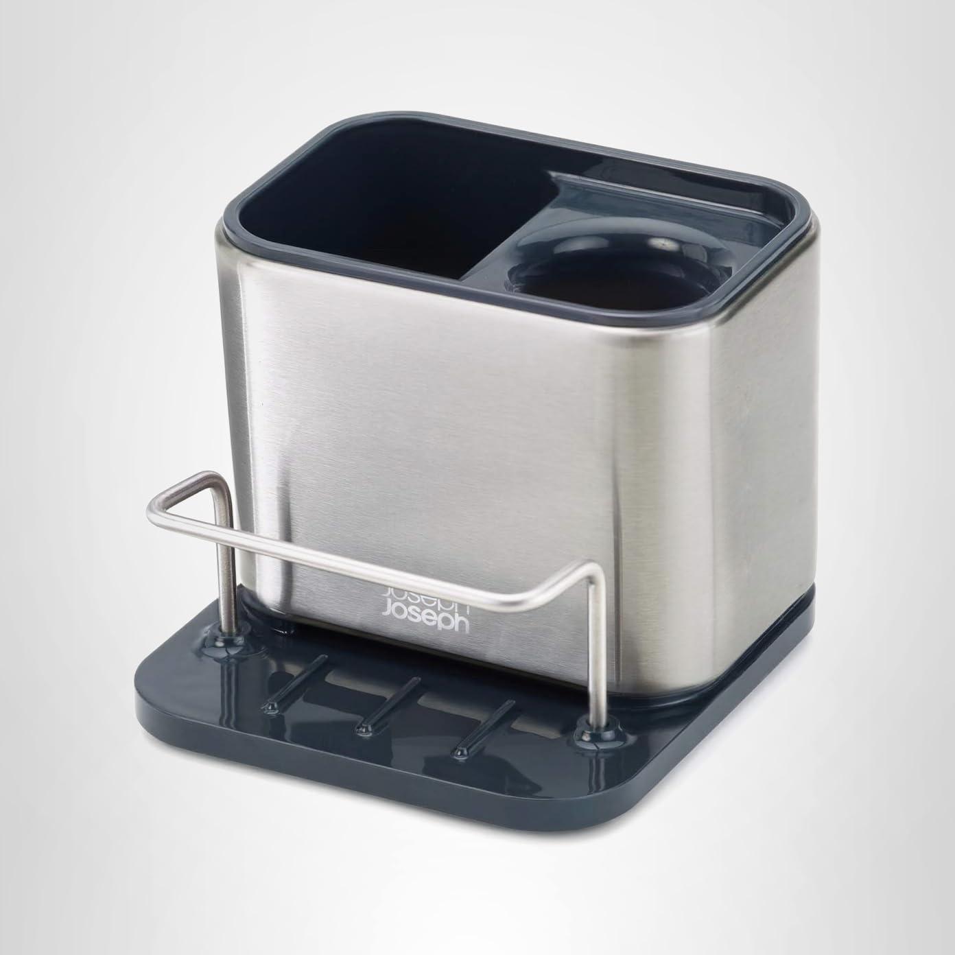 image:imageJoseph Joseph Surface Sink Caddy Stainless Steel Sponge Holder Organizer Tidy Drains Water for Kitchen Small SilverSink Caddy Small