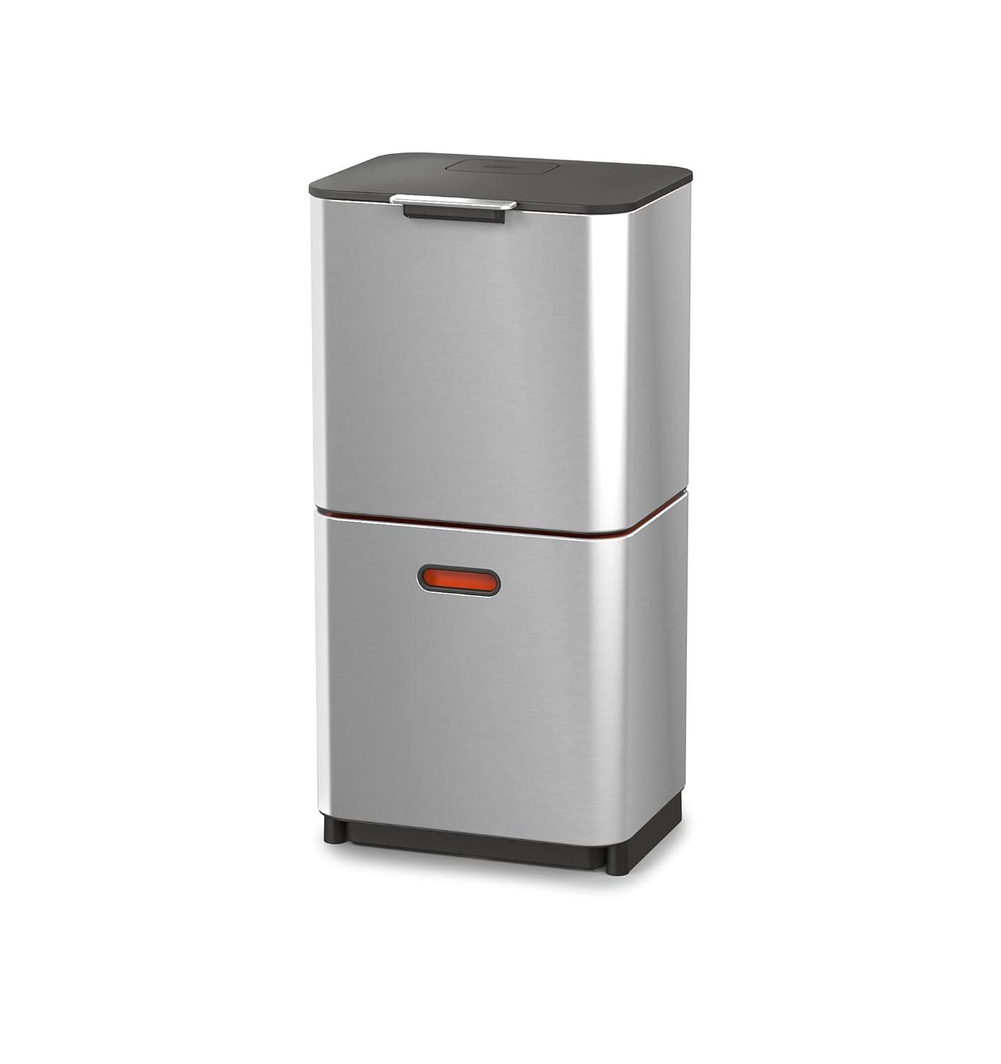 image:imageJoseph Joseph Totem Max 60 Liter1585 Gallon Waste Separation and Recycling Kitchen Trash Can with Odor Filter and Removable Compost Food Waste Caddy BlackStainless Steel