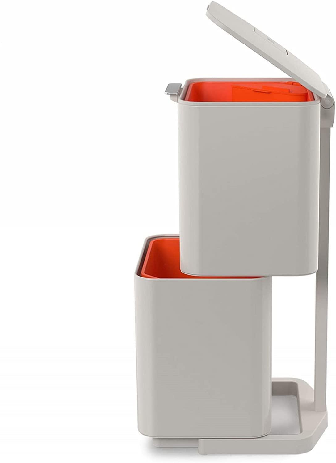 image:imageJoseph Joseph Totem Max 60 Liter1585 Gallon Waste Separation and Recycling Kitchen Trash Can with Odor Filter and Removable Compost Food Waste Caddy BlackStone