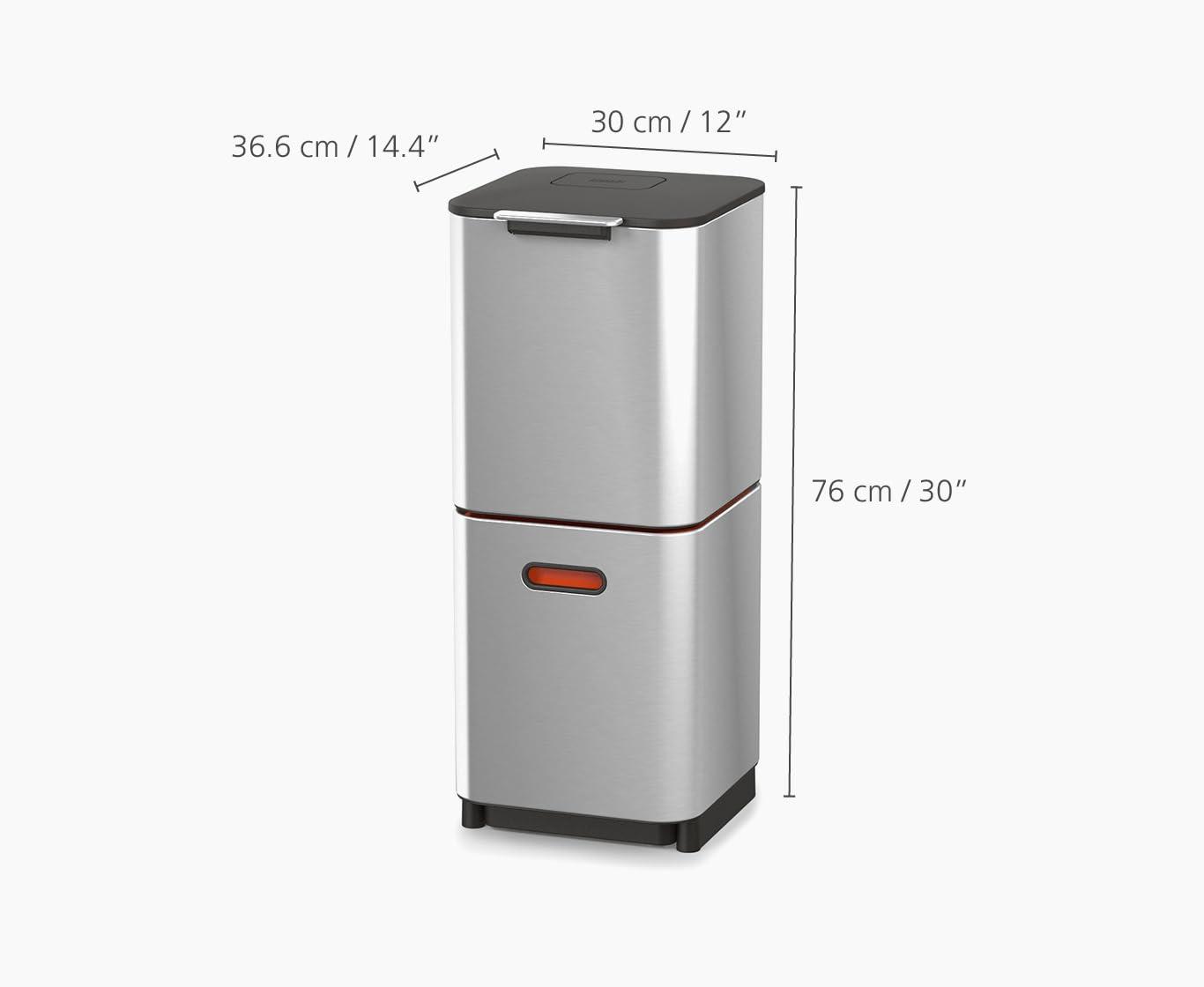 image:imageJoseph Joseph Totem Max 60 Liter1585 Gallon Waste Separation and Recycling Kitchen Trash Can with Odor Filter and Removable Compost Food Waste Caddy BlackStainless Steel