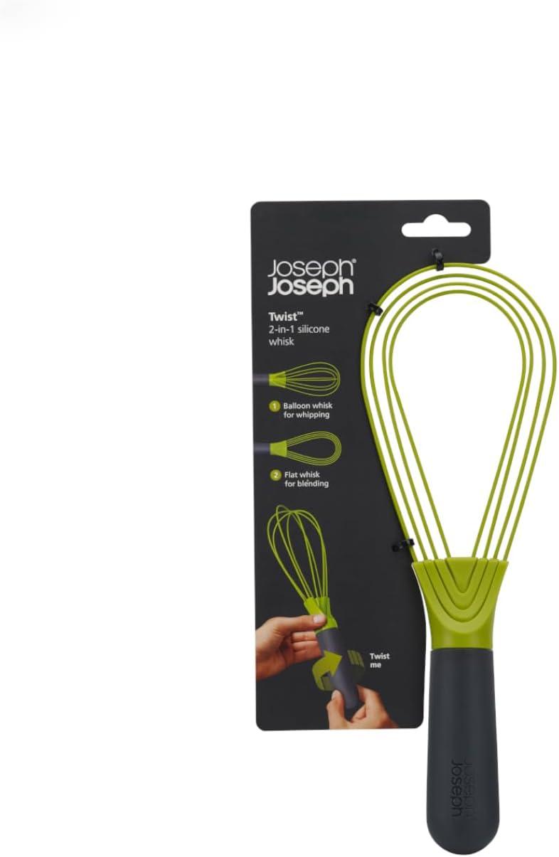 image:imageJoseph Joseph Twist Whisk 2In1 Collapsible Balloon and Flat Whisk Silicone Coated Steel Wire GrayGreenGrayGreen