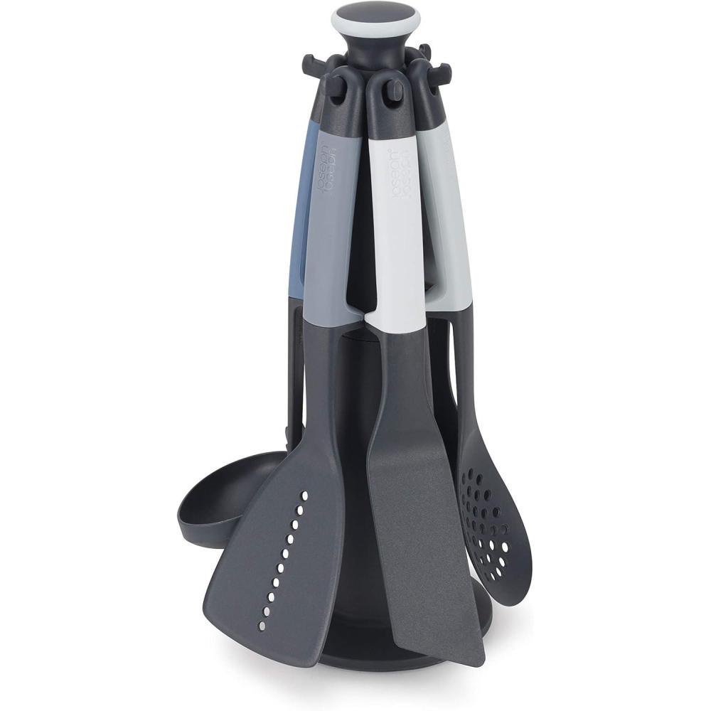 image:imageJoseph Joseph Elevate Carousel Nylon Kitchen Utensil Set with Rotating Storage Stand 6piece SkyBlue