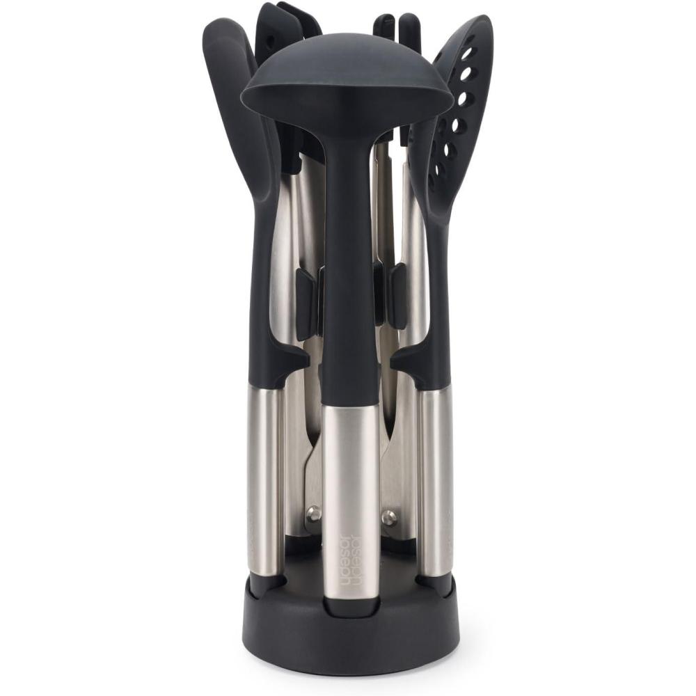 image:imageJoseph Joseph Elevate Fusion 3Piece Silcone Kitchen Utensil Compact Stand BPA Free Heat Resistant Non Stick Utensil Set Weighted Stainless Steel Handles5 utensils