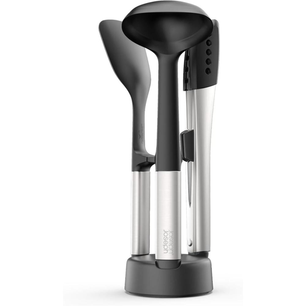 image:imageJoseph Joseph Elevate Fusion 3Piece Silcone Kitchen Utensil Compact Stand BPA Free Heat Resistant Non Stick Utensil Set Weighted Stainless Steel Handles3 utensils