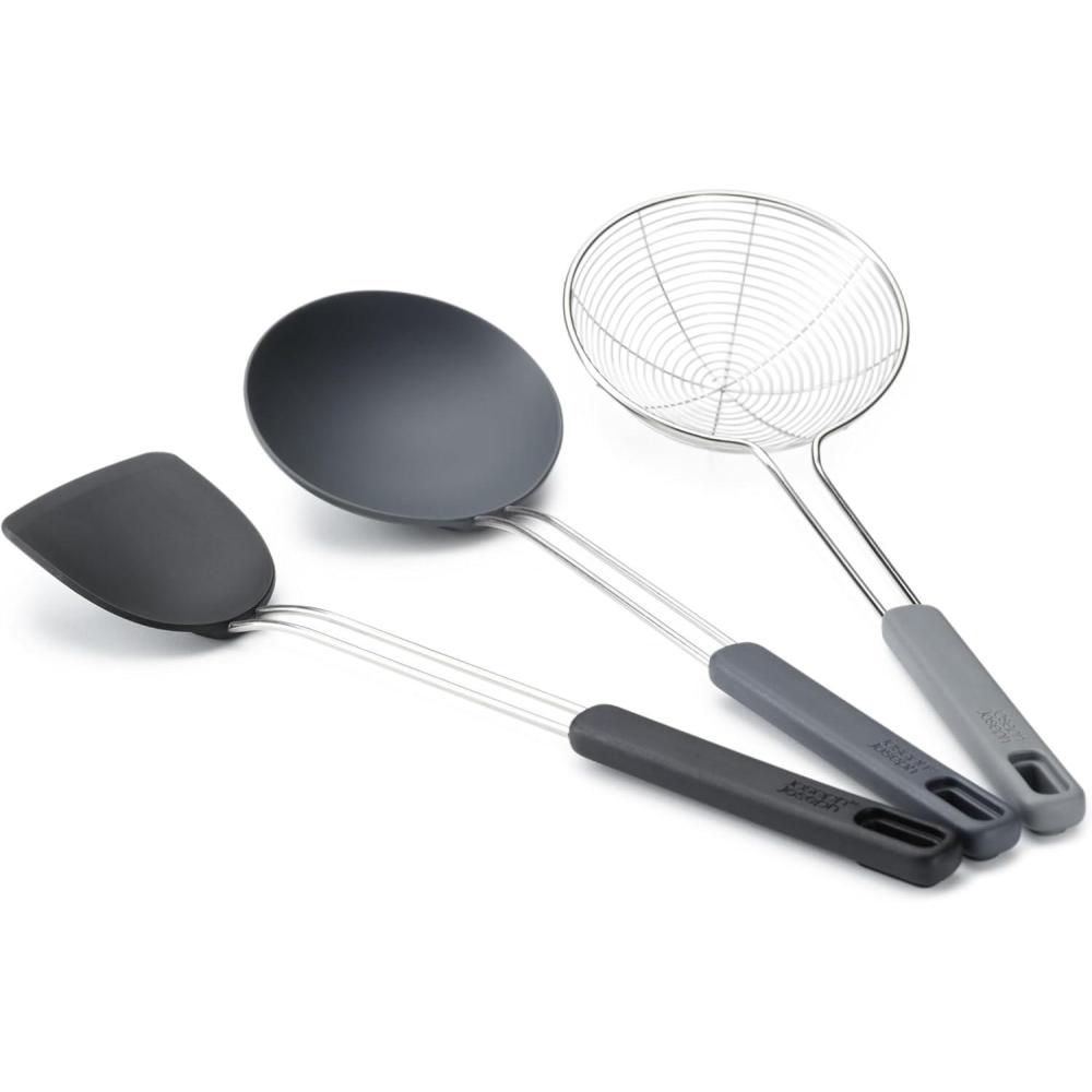 image:imageJoseph Joseph Nest Fusion Compact Wok Silicone Turner Silicone Spoon and Wire Skimmer Set One Size Black 3Piece