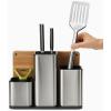 Joseph Joseph CounterStore Kitchen Utensil Holder Knife Block and Cutting Board Set, Stainless Steel