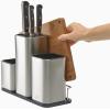 Joseph Joseph CounterStore Kitchen Utensil Holder Knife Block and Cutting Board Set, Stainless Steel