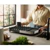 Joseph Joseph Duo Expanding Dish Drying Rack with Removable Silverware Holder, Draining Spout, Stainless steel(Stainless Steel)