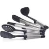 Joseph Joseph Elevate Fusion 3-Piece Silcone Kitchen Utensil Compact Stand, BPA Free, Heat Resistant, Non Stick Utensil Set, Weighted Stainless Steel Handles(5 utensils)