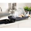 Joseph Joseph Extendable Dish Drying Rack with expanding Dual Parts, Non-Scratch, Movable Silverware Drainer & Drainage Spout, Grey(Gray)
