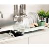 Joseph Joseph Extendable Dish Drying Rack with expanding Dual Parts, Non-Scratch, Movable Silverware Drainer & Drainage Spout, Grey(Light Stone/Sage)