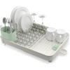Joseph Joseph Extendable Dish Drying Rack with expanding Dual Parts, Non-Scratch, Movable Silverware Drainer & Drainage Spout, Grey(Light Stone/Sage)