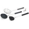 Joseph Joseph Nest Fusion Compact Wok Silicone Turner, Silicone Spoon and Wire Skimmer Set, One Size, Black, 3-Piece