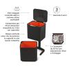 Joseph Joseph Totem Max 60 Liter/15.85 Gallon Waste Separation and Recycling Kitchen Trash Can with Odor Filter and Removable Compost Food Waste Caddy, Black(Carbon Black)