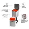 Joseph Joseph Totem Max 60 Liter/15.85 Gallon Waste Separation and Recycling Kitchen Trash Can with Odor Filter and Removable Compost Food Waste Caddy, Black(Stainless Steel)
