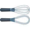 Joseph Joseph Twist Whisk 2-In-1 Collapsible Balloon and Flat Whisk Silicone Coated Steel Wire, Gray/Green(Blue)