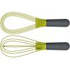 Joseph Joseph Twist Whisk 2-In-1 Collapsible Balloon and Flat Whisk Silicone Coated Steel Wire, Gray/Green(Gray/Green)