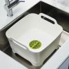 Joseph Joseph Wash & Drain Kitchen Dish Tub Wash Basin with Handles and Draining Plug, 9 liters, White(White/Green)