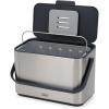 Joseph Joseph Collect 1.06 gallon/4 Liters Stainless Steel Food Compost Bin with Handle, Removable Inner Bucket and Bin Liners Storage, Includes Odor Filter and 3x Bin Liners