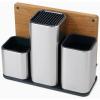 Joseph Joseph CounterStore Kitchen Utensil Holder Knife Block and Cutting Board Set, Stainless Steel