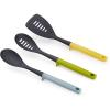 Joseph Joseph Duo 3-Piece Utensil Set with Integrated Tool Rests: Scratch-Free Use on Non-Stick Cookware, Includes Solid & Slotted Spoons and Turner, Heat-Resistant(Multicolor)