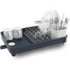 Joseph Joseph Extendable Dish Drying Rack with expanding Dual Parts, Non-Scratch, Movable Silverware Drainer & Drainage Spout, Grey(Gray)