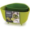 Joseph Joseph Nest Colanders Stackable Set with Easy-Pour Corners and Vertical Handle, 2-piece, Gray(Green)