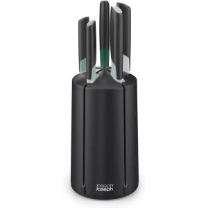 Joseph Joseph 10527 Elevate Knives Carousel Knife Set with Rotating Storage Stand, 6-piece, Black (updated)(Green)