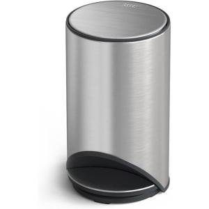 Joseph Joseph Arc 10L/2.6 Gallon Slimline Pedal Bin with Easy Push Pedal, Liner Pocket, Soft-Close Lid, Fingerprint-Proof, Removable Inner Bucket, Carbon Black(Stainless Steel)