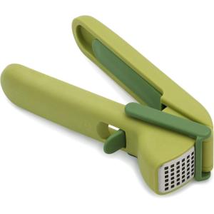 Joseph Joseph CleanForce Garlic Press – Garlic Mincer with Trigger-Operated Wiper Blade & Handy Cleaning Tool, Green
