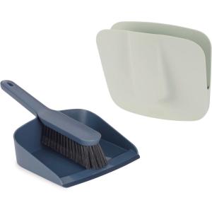 Joseph Joseph CleanStore Wall-Mounted Adjustable Long Handle Broom Sweeper with Dust-Shield Storage, Indoor Sweeping Floor Brush with Soft Bristles and Comb(Dustpan & Brush)