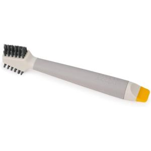Joseph Joseph CleanTech 3-in-1 Detail Cleaning Brush, Flat and V-Shaped Bristles for Every Household Surface, Kitchen, Bathroom Grout, and Nylon Scraper tip