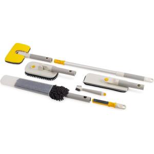 Joseph Joseph CleanTech 6-Piece Cleaning Set with Extension Handle, Includes: Glass Cleaner w/Squeegee, Tile Scrubber, Grout Brush, Surface Cleaner and Duster with Telescopic Pole for Ceiling Fan(6 Piece)