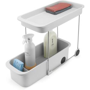 Joseph Joseph CupboardStore Large Easy-Access Wheeled Storage Caddy – Under-Sink Kitchen Organizer, Made from Recycled Plastic(2-Tier)