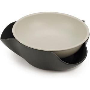 Joseph Joseph Double Dish Pistachio and Snack Serving bowl with Food Waste Compartment, BPA-Free – Grey(Gray)