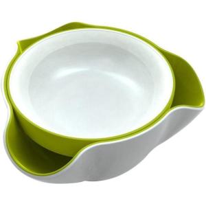 Joseph Joseph Double Dish Pistachio and Snack Serving bowl with Food Waste Compartment, BPA-Free – Grey(Green/White)