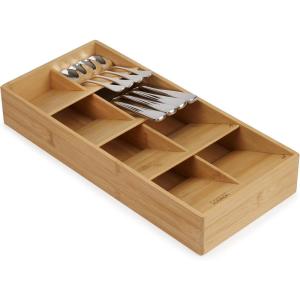 Joseph Joseph DrawerStore Expanding Silverware, Flatware, Utensil & Gadgets Organizer, Expandable in Drawer Space Saving Tray, Bamboo(Flatware Organizer)