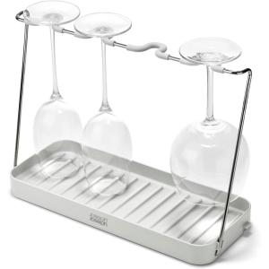 Joseph Joseph DrySmart Folding Stemmed Wine Glass Drying Rack, Space-Saving Draining Board Organizer, Made from Recycled Plastic(Wine Glass)