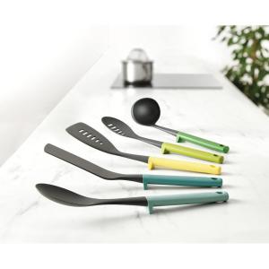 Joseph Joseph Duo 3-Piece Utensil Set with Integrated Tool Rests: Scratch-Free Use on Non-Stick Cookware, Includes Solid & Slotted Spoons and Turner, Heat-Resistant(Opal)