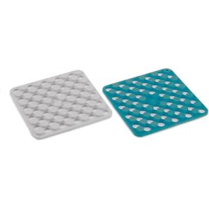 Joseph Joseph Duo Spot-On Set of 2 Silicone Trivets, Heat Resistant Table mats for hot pots and Pans, Blue/White