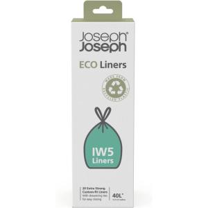 Joseph Joseph Eco IW9 Recycled Bin Liners, Kitchen/Bathroom Trash Bags, Tie Tape Drawstring, Extra Strong, 20-Pack, 10L/2.6 Gallons, Grey(10.6 gallons)