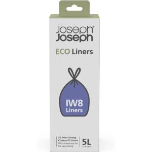 Joseph Joseph Eco IW9 Recycled Bin Liners, Kitchen/Bathroom Trash Bags, Tie Tape Drawstring, Extra Strong, 20-Pack, 10L/2.6 Gallons, Grey(1.3 gallons)